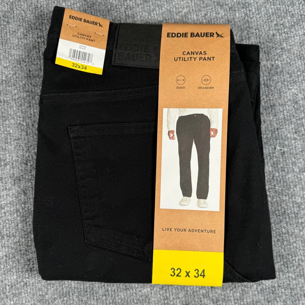 Eddie Bauer Canvas Utility Pants Mens 32x34 Black Stretch Outdoor Work Gorpcore